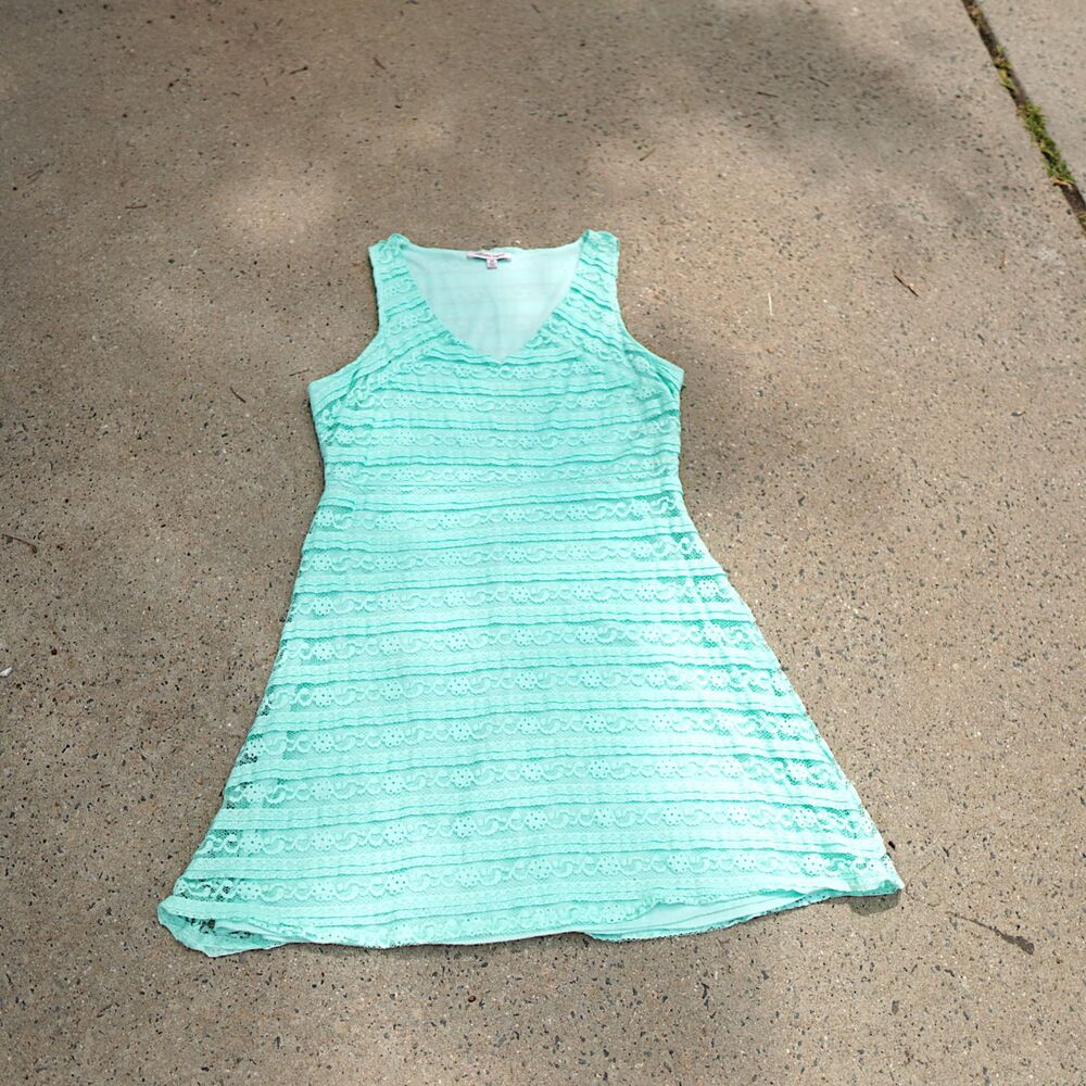Extra Touch Mint Green Lace Fit & Flare Dress 2X Sleeveless V-Neck Party Dress
